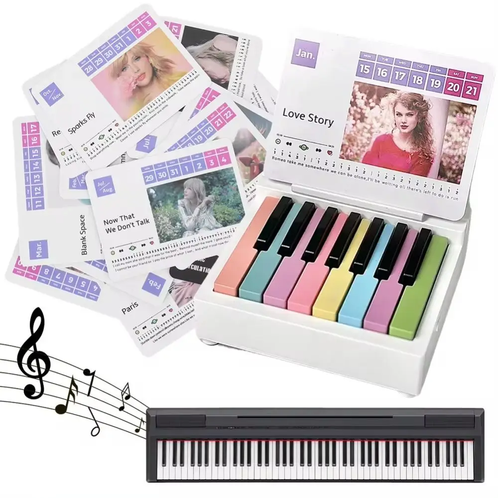New 27 Music Calendar Cards Taylor Piano Calendar Mini 52 Songs Desktop Ornaments ABS Portable Peripheral Ornaments