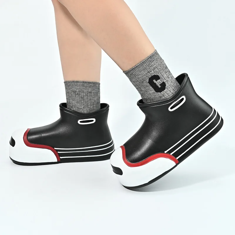 

Solid Outdoor Fashion Ladies Rain Shoes Thick Sole Design Women Rainboots Lightweight EVA Slip-on Girls Removable Ankle Boots