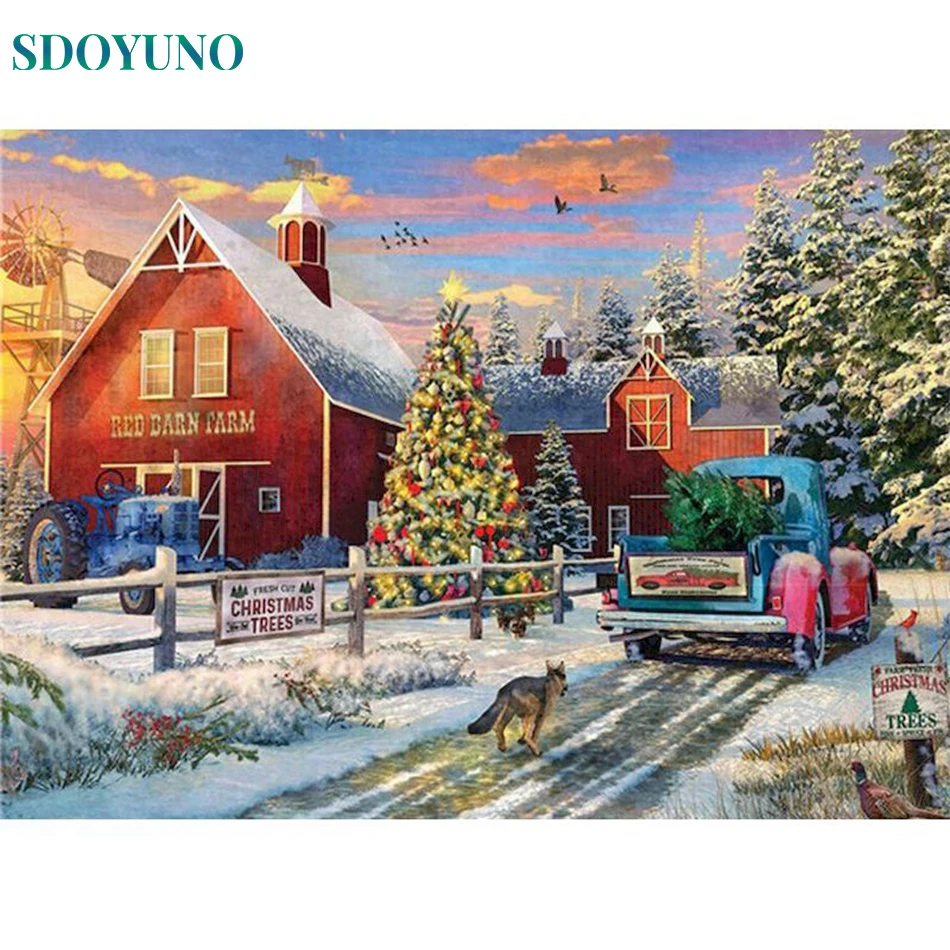 

SDOYUNO Painting By Number Hand Painted Landscape Hourse Paintings Drawing On Canvas Pictures By Numbers Kits For Home Decor