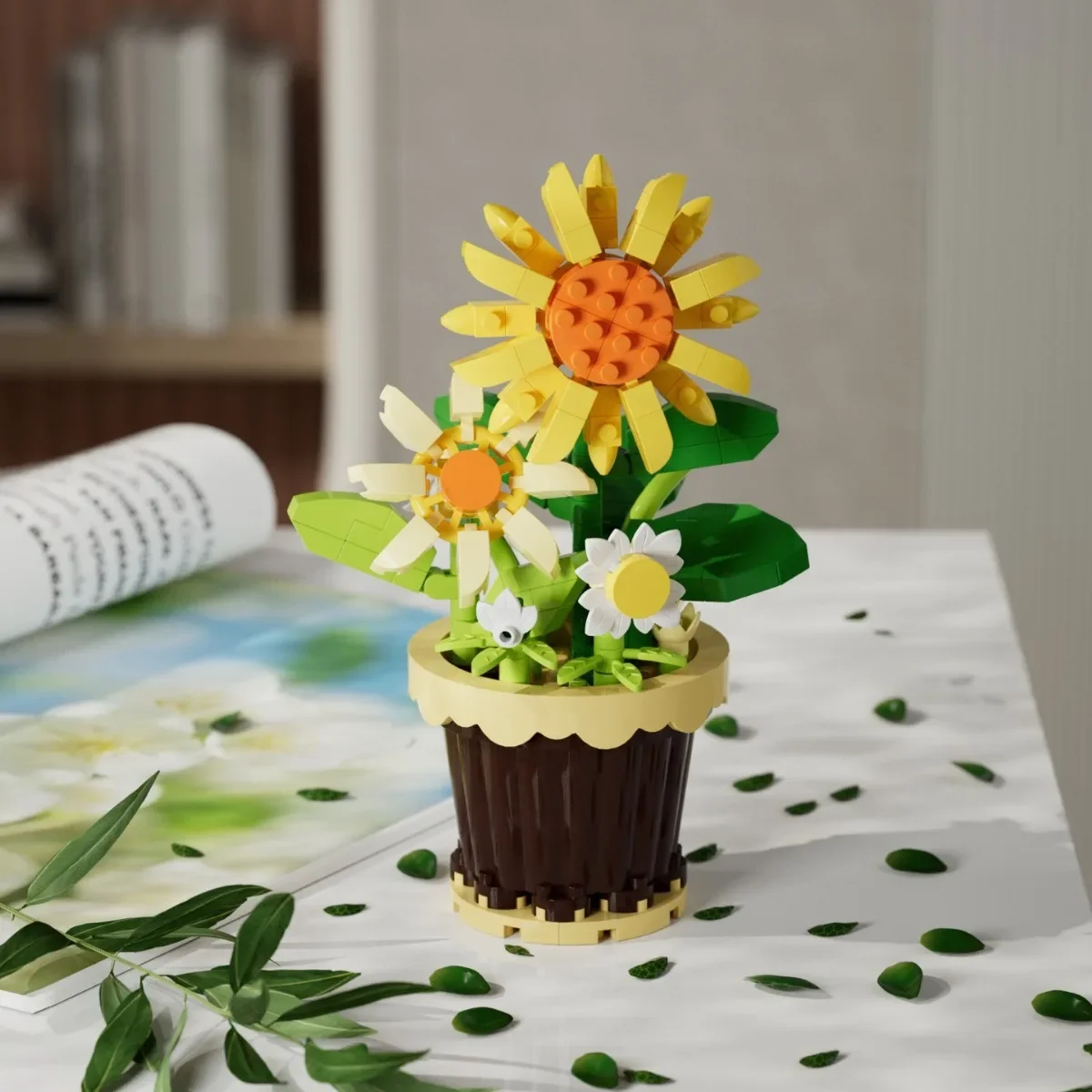 꽃 마이크로 빌딩 블록 DIY 화분 옥수수  3D 모델, MOC 릴리 히아신스 미니 벽돌 피규어, 홈 테이블 장식 장난감