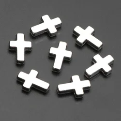 Gold & Silver CCB Cross Acrylic Spacer Beads - 50pcs Set (Silver)
