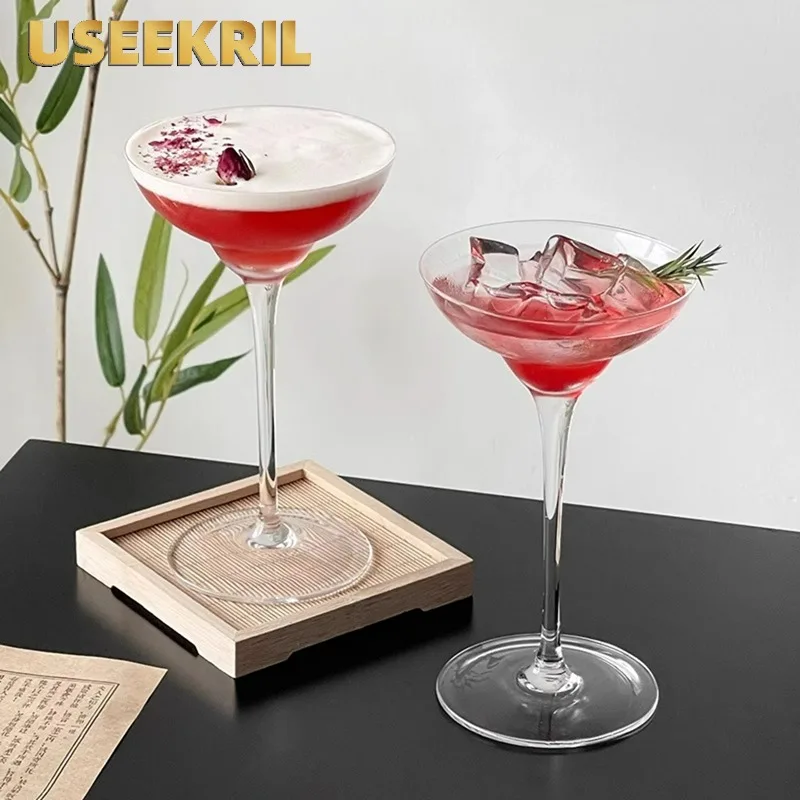 2Pcs Japanese Style Margarita Glasses Cup Handmade Classic Goblet Simple Cocktail Glass Cup Martini Glasses Cups Kitchen Tools