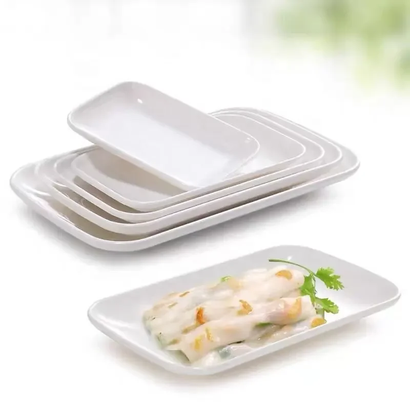 Melamine Tableware Imitation Porcelain White Fried Dishes et Oval Plate