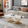 Modern coffee table, 47-inch imitation marble geometric frame cocktail table, rectangular table end table furniture 3