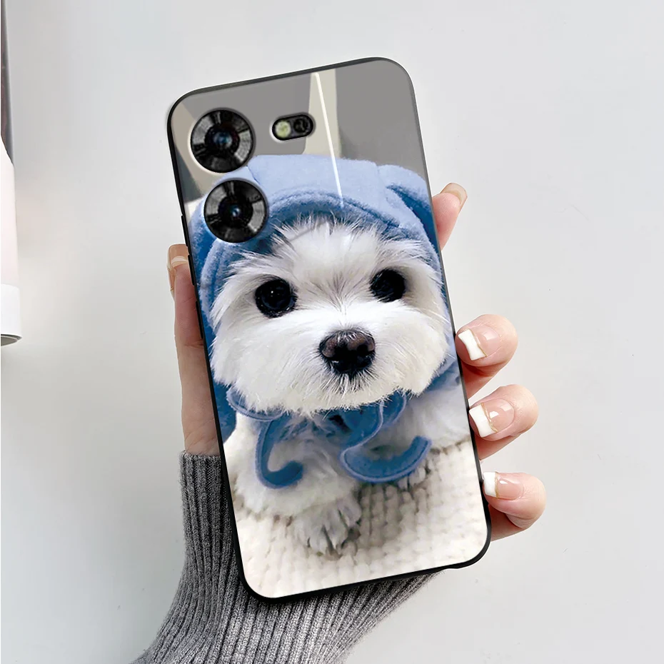 Stylish Black Silicone Phone Case with Pattern - Slim and Soft  Cover