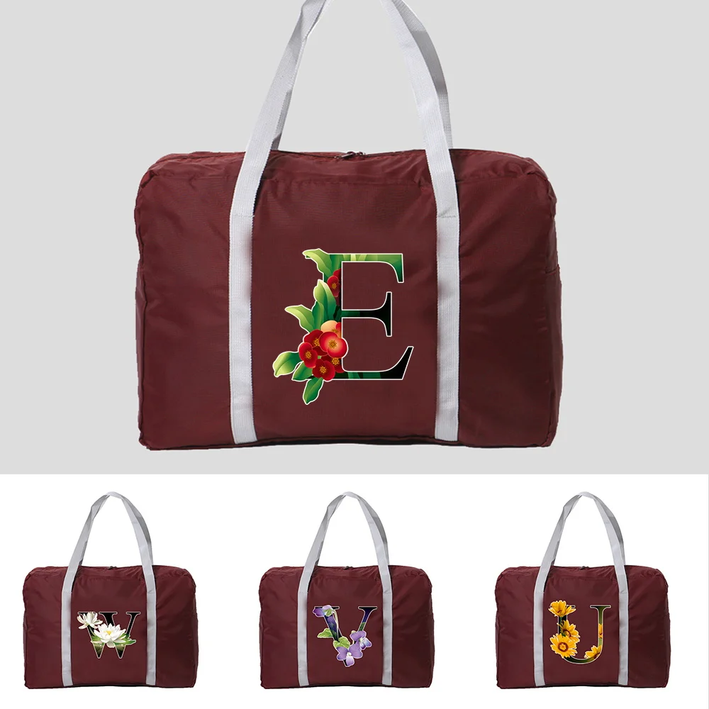 

Unisex Foldable Travel Handbags Organizers Large Capacity Portable Luggage Storage Bag Flower Color Print Travel Accessories