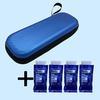Bolsa de refrigeración portátil para insulina con 4 paquetes de hielo, Protector de píldoras de bolsillo para diabéticos, PU, impermeable, aislamiento térmico, Enfriador de medicina