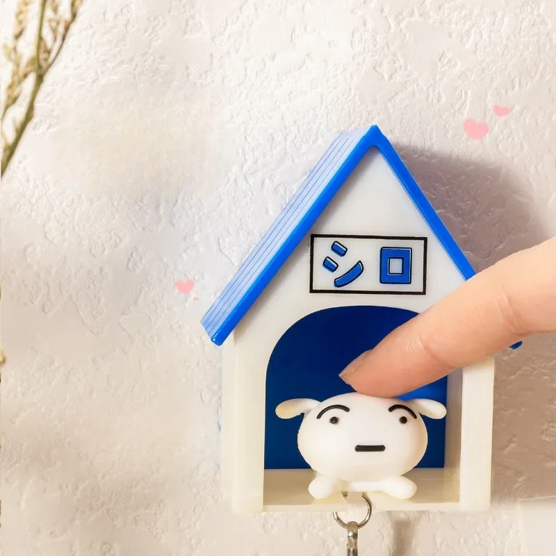 Wall White Dog Key Holder Creative Doghouse Car Key Storage Rack Shiro Puppy Keychain Shelf House Decoration Entrance Organizer 4