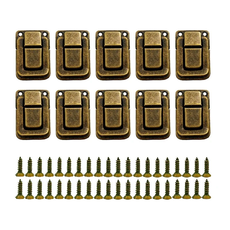 Antique Bronze Box Hasps Iron Antique Lock Metal Hasps Latch 10pcs Jewelry Box Furniture Hardware 3 colors and 3 sizes