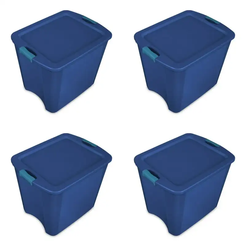 

26 Gallon Latch and Carry Plastic, True Blue, Set of 4