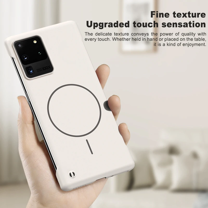 Frameless Magnetic Wireless Charging Phone Case - Slim, Hard Back Cover
