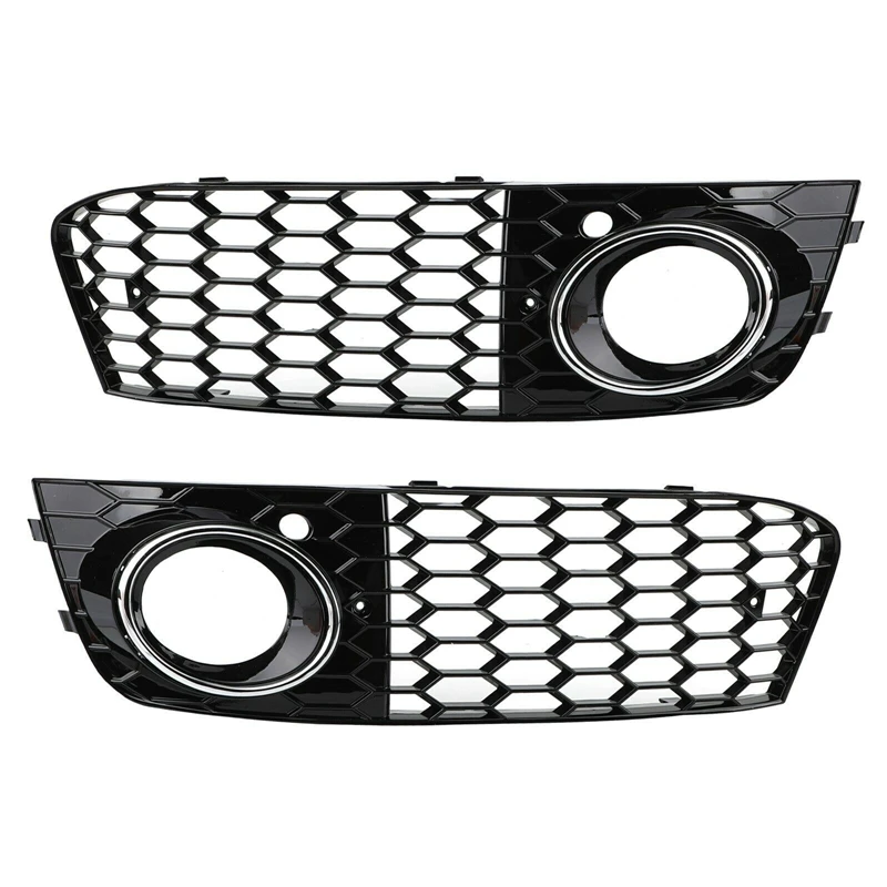

Car Front Bumper Fog Light Mesh Grille Cover For A4 B8 2009 2010 2011 2012 Fog Lamp Honeycomb Grille Covers