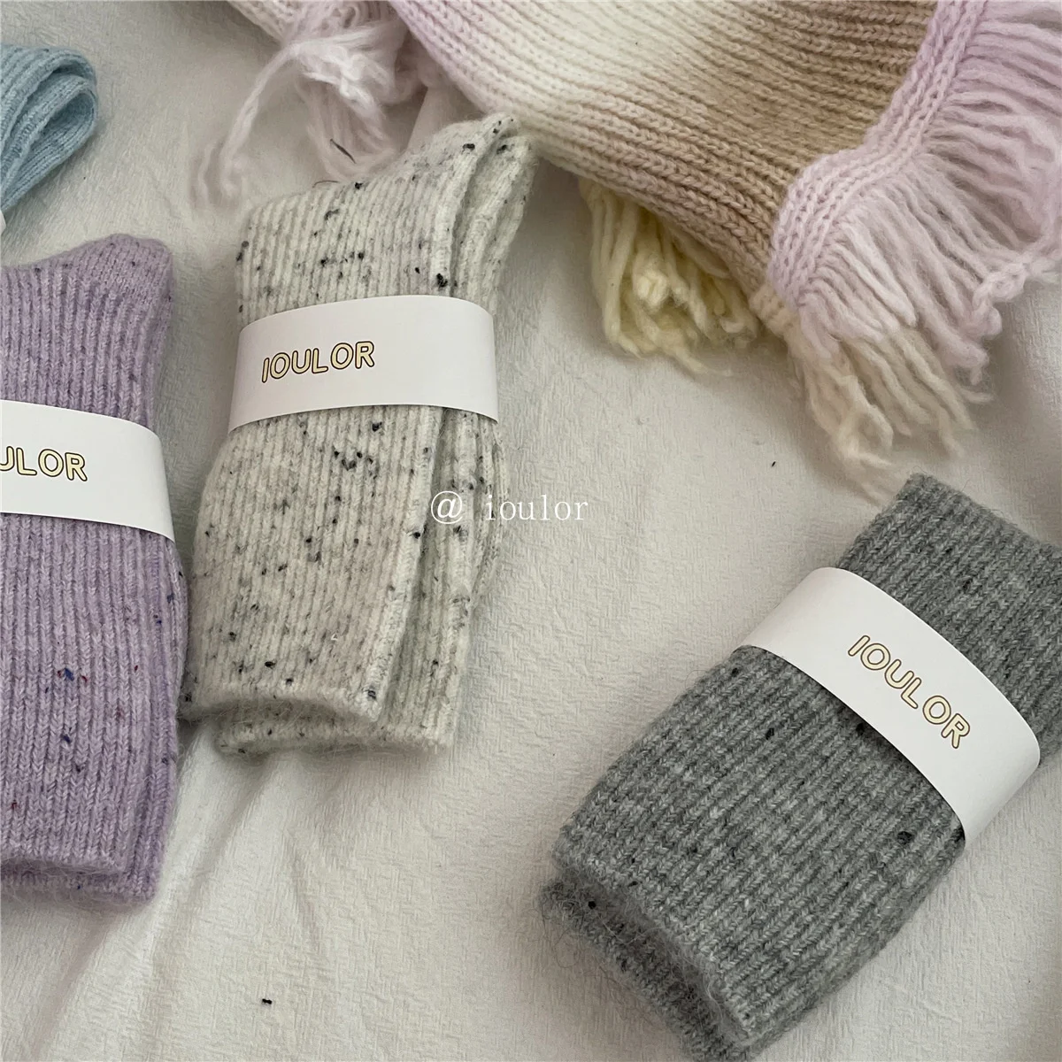 SP & STADT Koreanische Mode Winter Verdickt Punkt Wolle Socken frauen Baumwolle Solide Mittel Rohr Warme Socken Harajuku Kaschmir strümpfe – Detail 9
