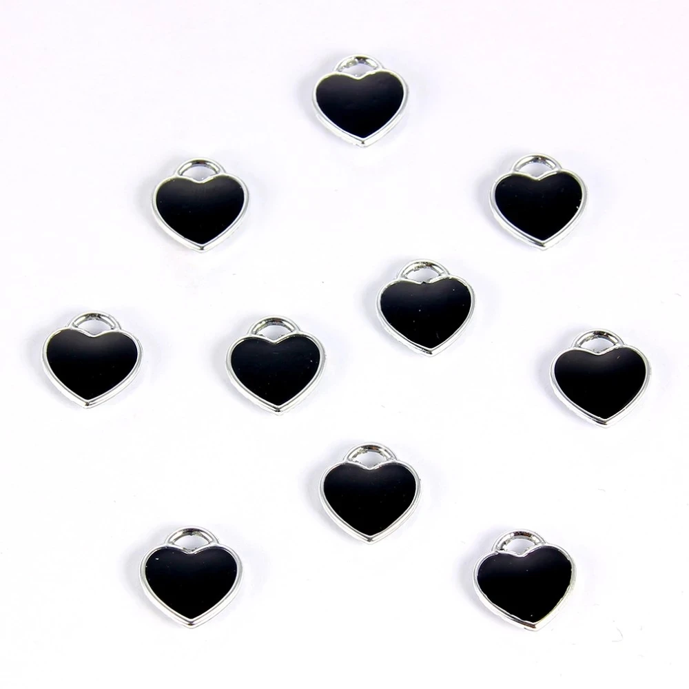 11mm*12mm Alloy Pink Color Enamel Heart Charms Pendant For Jewelry Findings Accessories 20pcs Wholesale