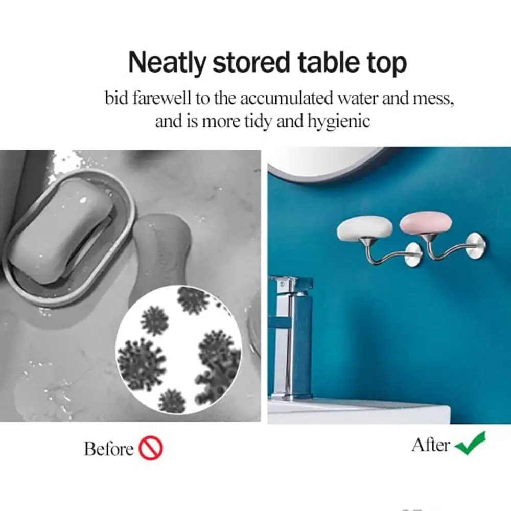 Description Picture 4 of itemRack Wall-mounted Bathroom Shelves Drain Soap Dish Bathroom Magnetic Soap Box Magnetic Soap Holder Stainless Steel Soap Rack