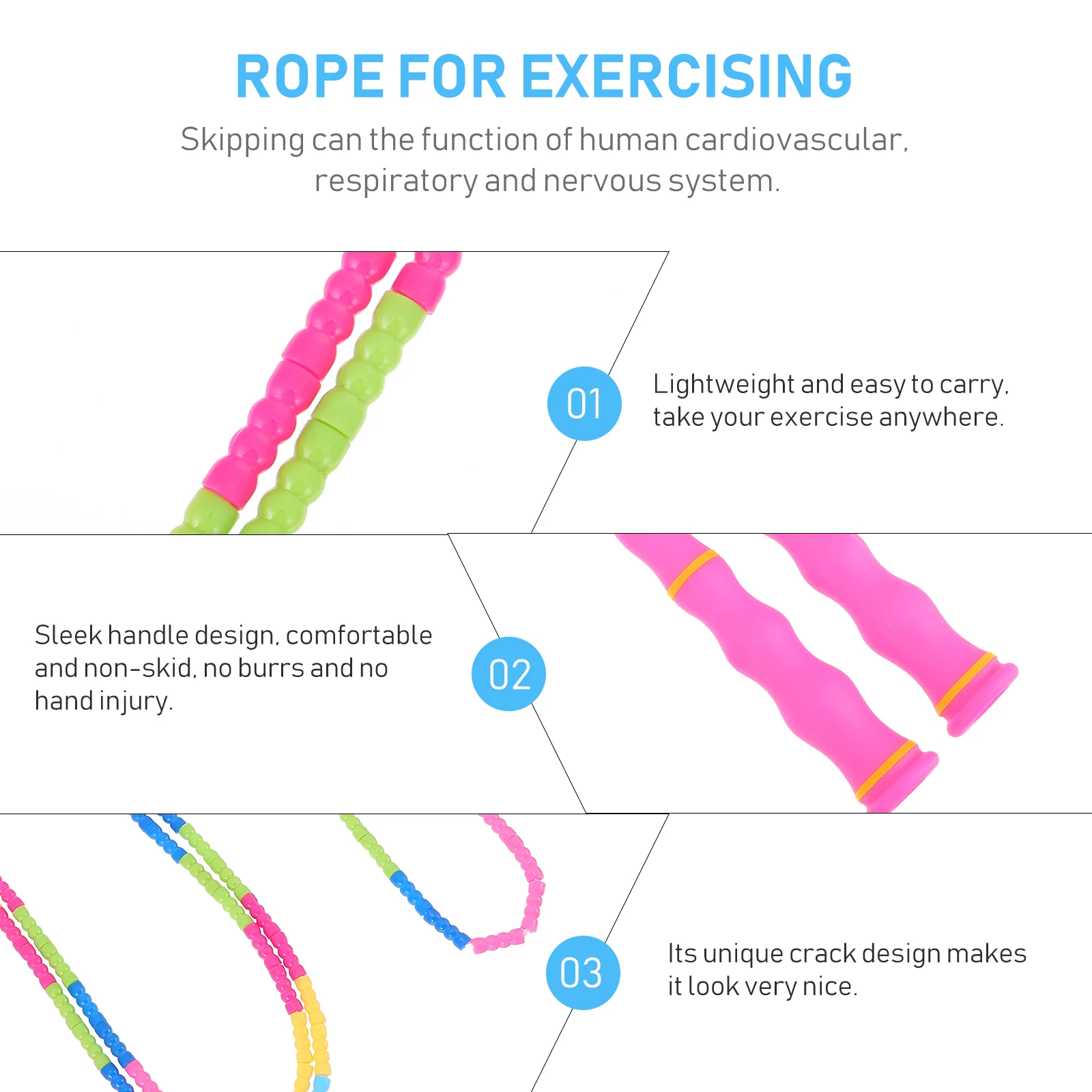 Korálkový nastavitelný skákání rope: segmented skipping lano svobodné lano pro fitka workout ztratit břemeno fitness pěstovat odolnost