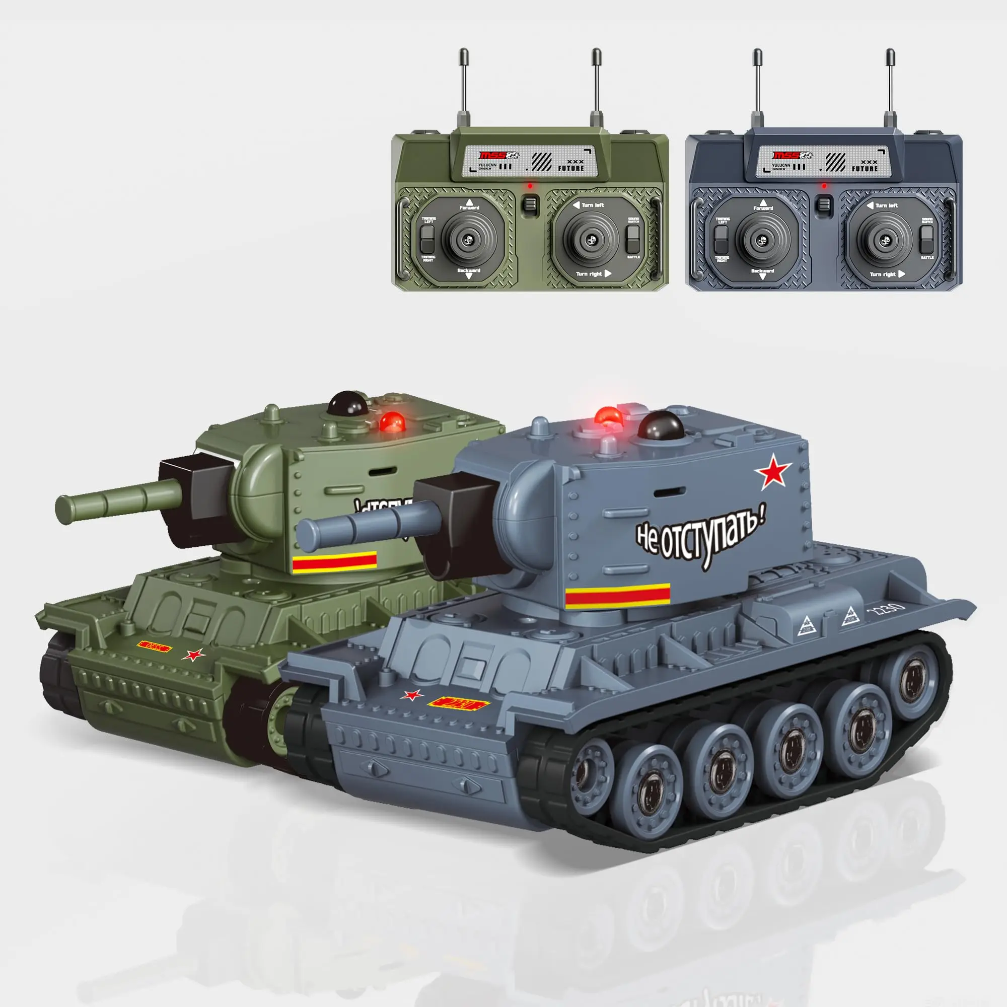 Mini infrarood op afstand bestuurbare tank 1/64 - 330 functies, draaibare koepel, geluid en licht