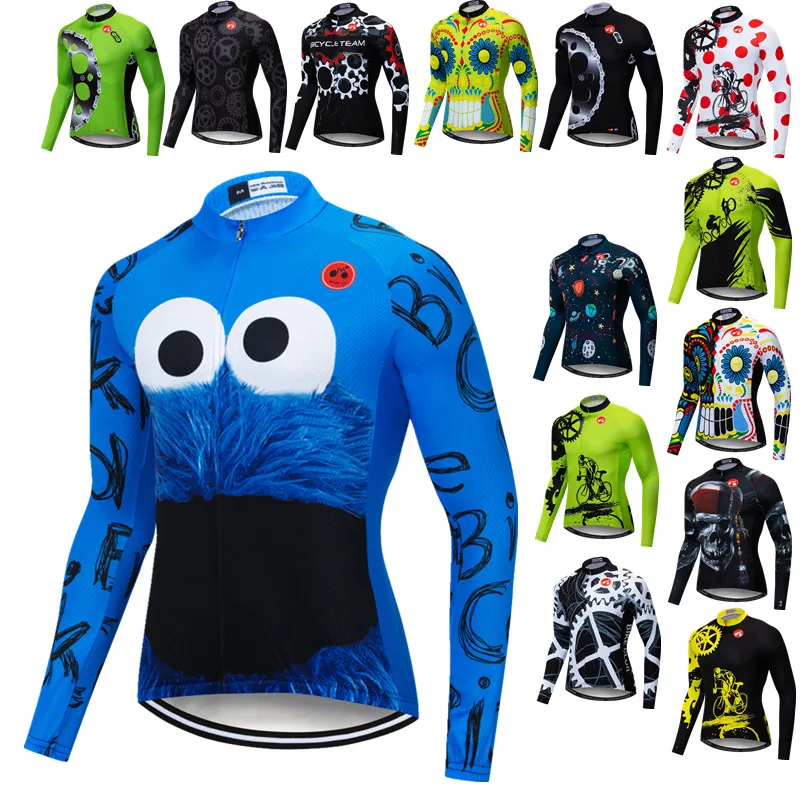 FunnyCyclingJerseyLongSleeveMenAutumnBicycleClothingTopsRoad