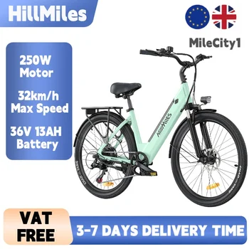 HillMiles MileCity1 Bici elettrica Motore da 250 W Batteria 36 V 13 Ah Pneumatico da 26 pollici E-Bike 32 km/h Velocità massima 100 km Gamma massima Freno a disco