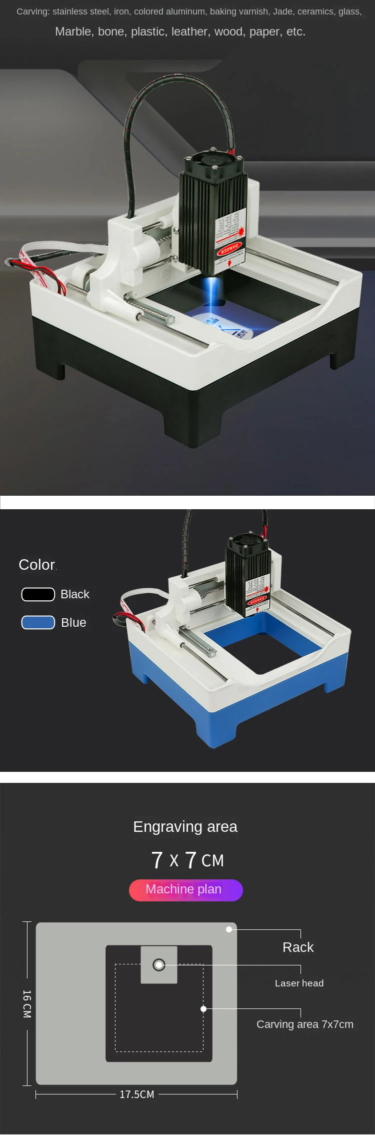 Desktop Small Laser Cutting Engraving Machine DIY Portable Mini Metal Laser Mark
