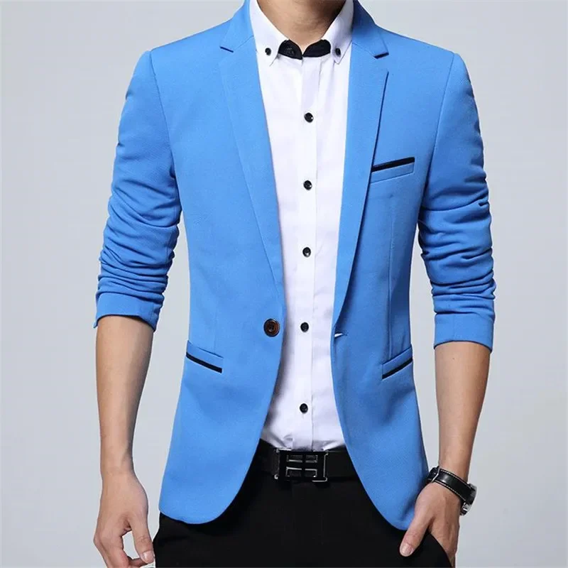 Men Blazer Spring Fashion Cotton Slim Fit