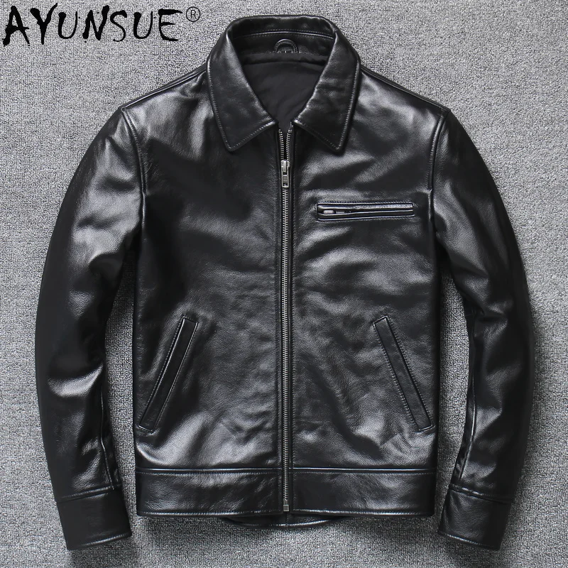 

Genuine Cowhide Leather Jacket Men Motorycle Mens Jackets 2024 Men's Clothing Autumn Coat Male Erkekler Ceket LXR696