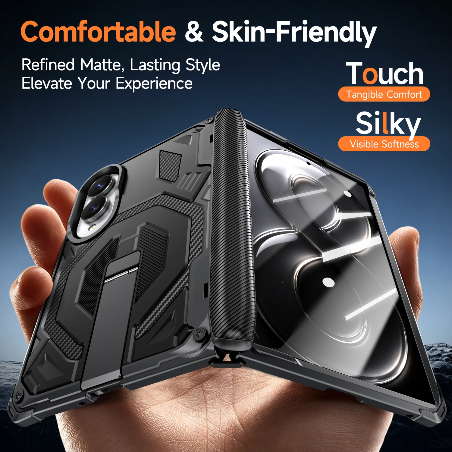 Magnetic Rugged Shockproof Stand Case with Hinge Protection - Military-Grade
