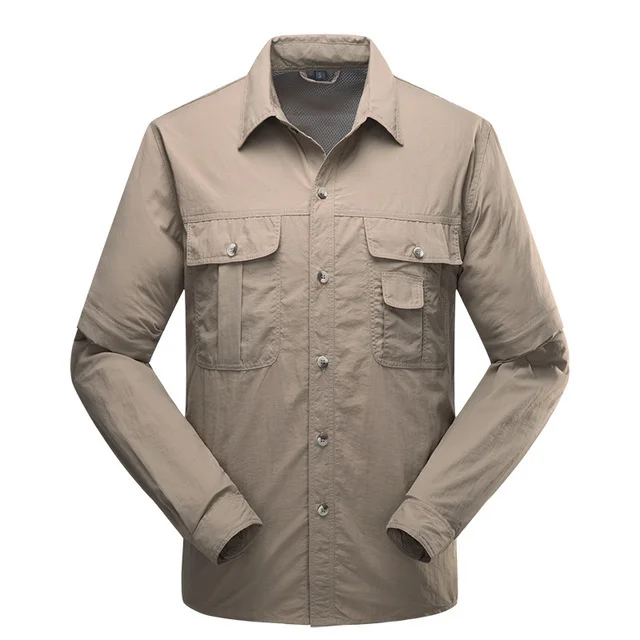 

Military Style Mens Shirts Tactical Shirt Summer Quick Drying Sleeves Detachable Army Clothing Male Shirts Breathable Work Wear
