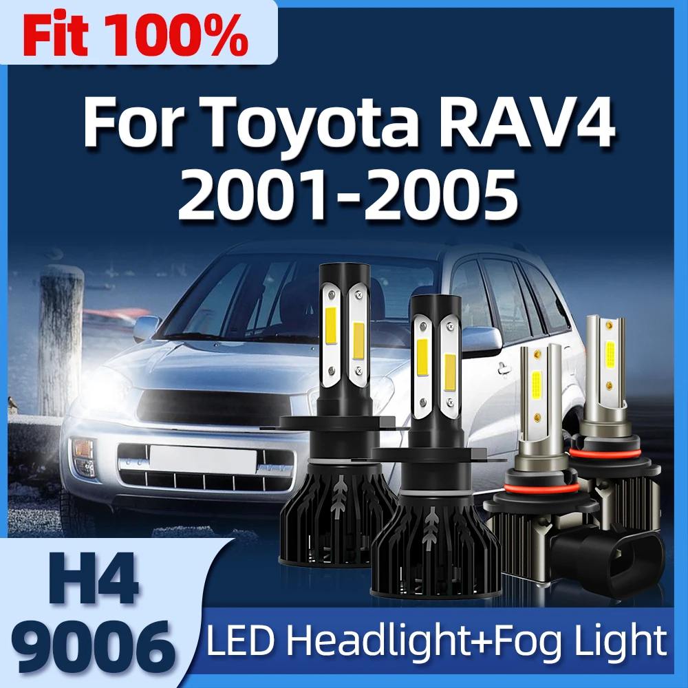 

Roadsun 2/4PCS LED Headlight H4 Fog Light 9006/HB4 6000K COB Chip Car Light Fit For Toyota RAV4 2001 2002 2003 2004 2005