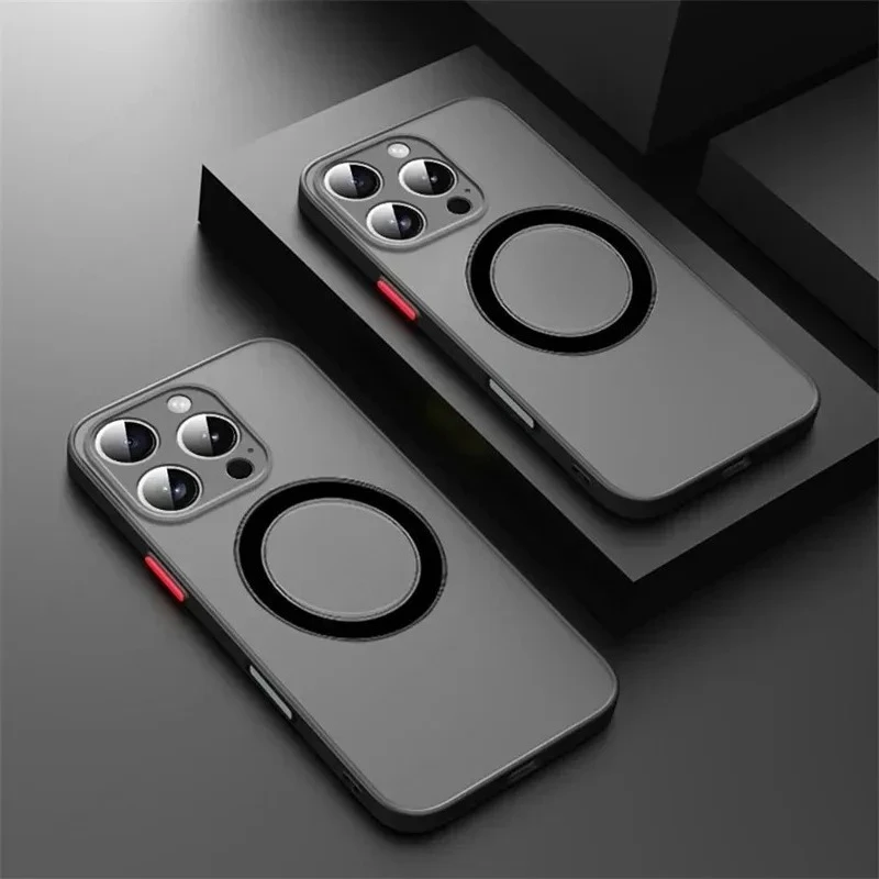 Macsafe Case For iPhone 17 16 15 14 13 Mini 12 11 Pro Max Plus 16E 17Air Magsafe Magnetic Wireless Charging With Lens Protection
