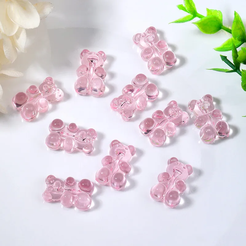 

10pcs Cute Pink Bear Nail Art Ornaments Resin Kawaii Cartoon Nail Art Parts DIY Nail Art Decoration Accessories