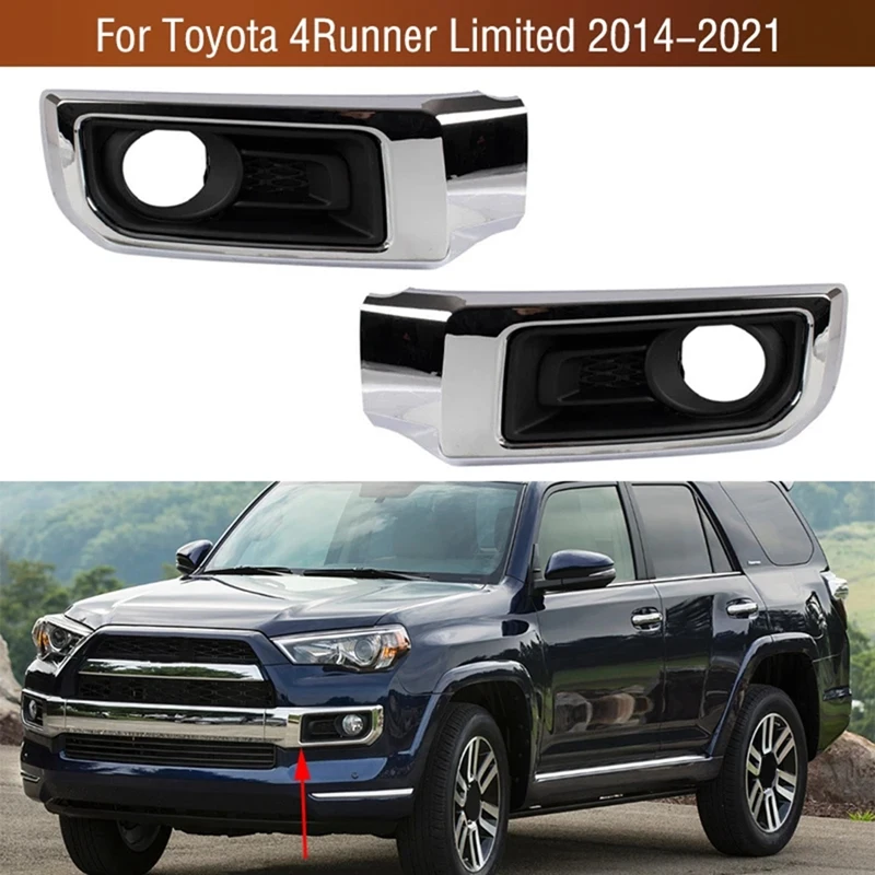 

1Pair Car Front Bumper Fog Lamp Trim Cover Fog Light Grille Frame For Toyota 4Runner Limited 2014-2021
