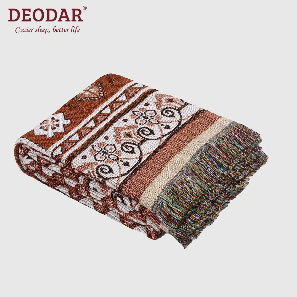 

DEODAR Beach Picnic Outdoor Camping Portable Tassels Blanket Ethnic Bohemian Striped Plaidfor Tapestry Beds Sofa Mats Travel Rug