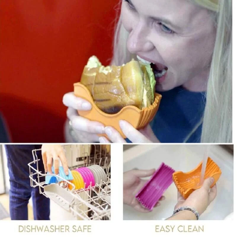 Burger Holder Silicone Retractable Sandwich Burger Holder Box Prevent Falling Apart Messy-Free Kitchen Tools_voghion.com