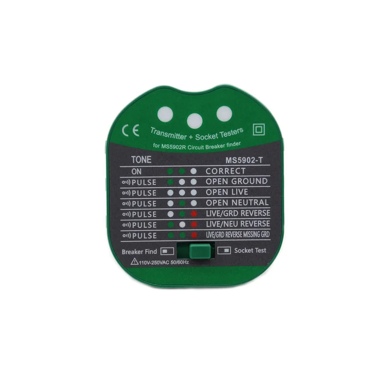 MS5902 Automatischer multifunktionaler Leistungsschalter-Finder, Sicherungssteckdosentester mit analogem Empfänger und Taschenlampe, US/EU/UK-Stecker – Detail 2