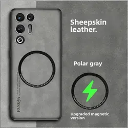 Premium PU Leather Shockproof Case with Magnetic Wireless Charging Cover, Compatible with RedMagic 11 Series for ZTE nubia RedMagic 11 Air (Grey)