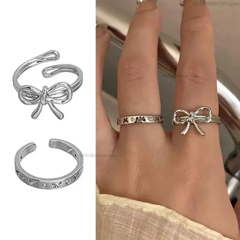 Bowknot Rings Adjustable Opening Rings For Women Girls Finger Circles Index Finger Jewelry Accessories Couple Ring