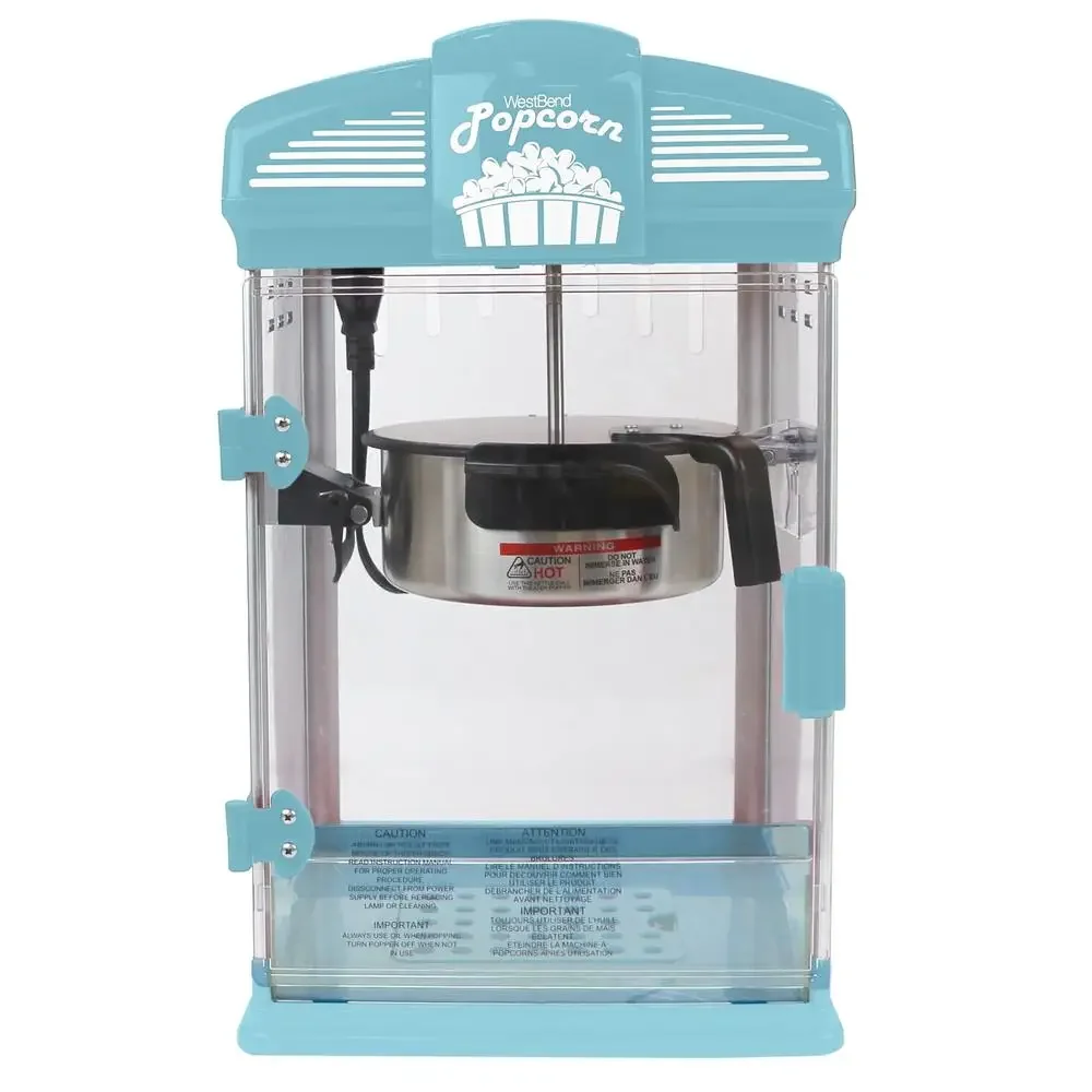 Theater Style Popcorn Popper Machine 4-Ounce Blue Nonstick Kettle Movie Night Experience Includes Serving Tray Easy Clean-Up 6