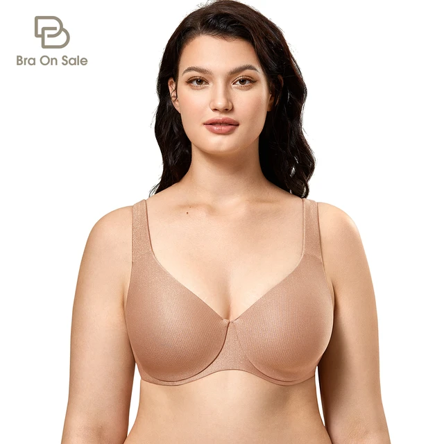 Women's Plus Size Lace Minimizer Underwire Full Coverage Unlined Seamless  Bra Wide Straps