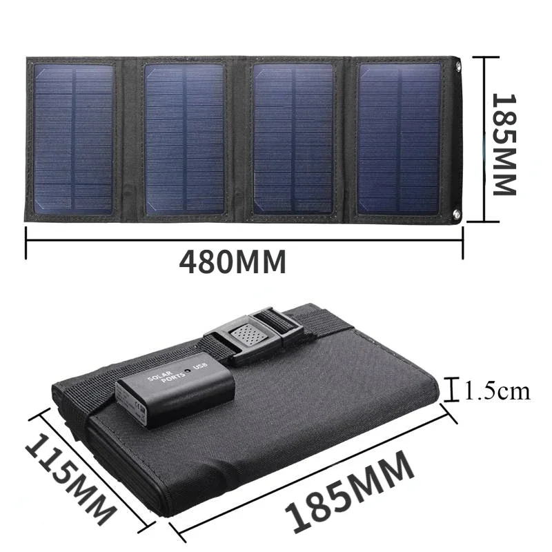 Description Picture 3 of itemFoldable Portable 5V Solar Panel USB Mobile Phone Charging Power Supply Outdoor Waterproof Camping and Hiking
