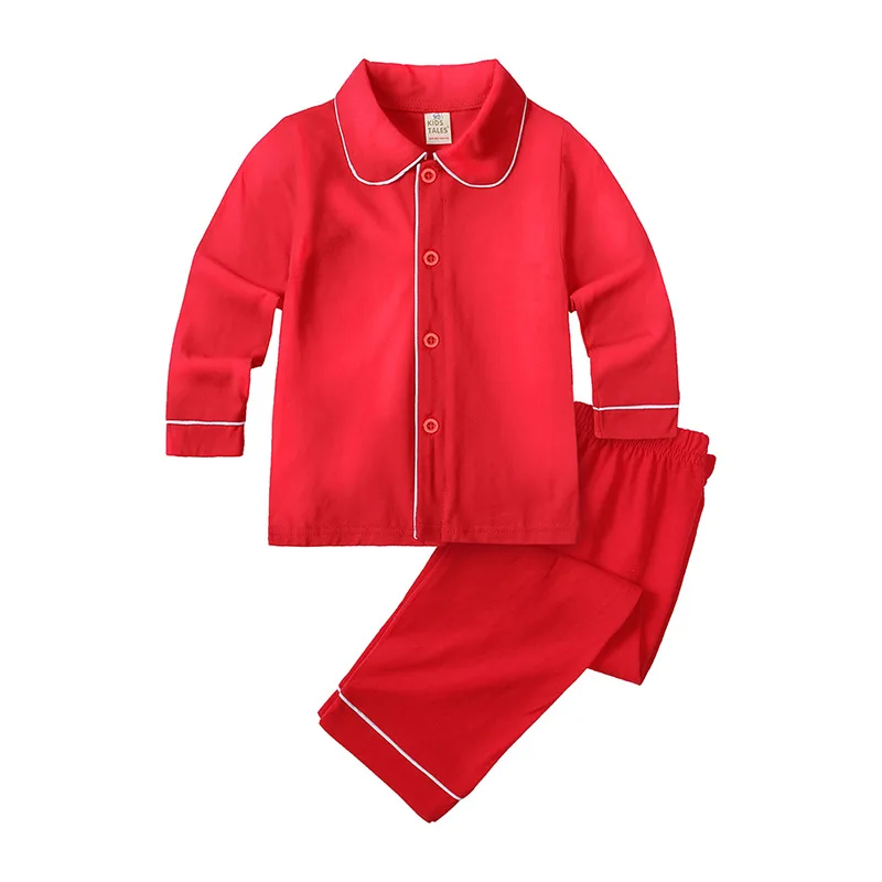 New Matching Girls and Boys Christmas Pyjamas Red Cotton Pajamas Sets for Kids Baby Enfent Sleepwear Family Childrens PJS