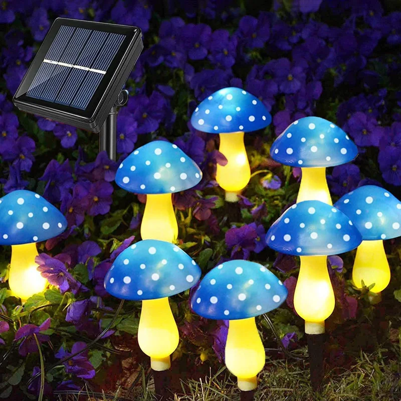 8 رؤوس مصابيح فطر شمسية LED خارجية، إضاءة فطر خراف...