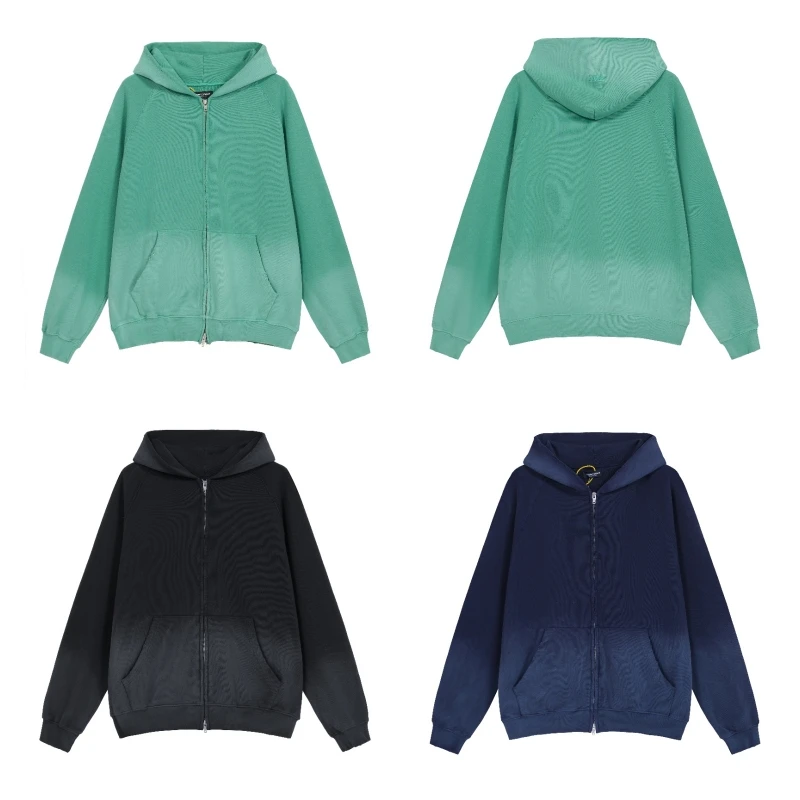 

FAR.ARCHIVE Washed Zip Destroyed Hooded Sweatshirt High Quality 1:1 Green Black Grey Thick Material FAR.ARCHIVE Hoodie Jacket