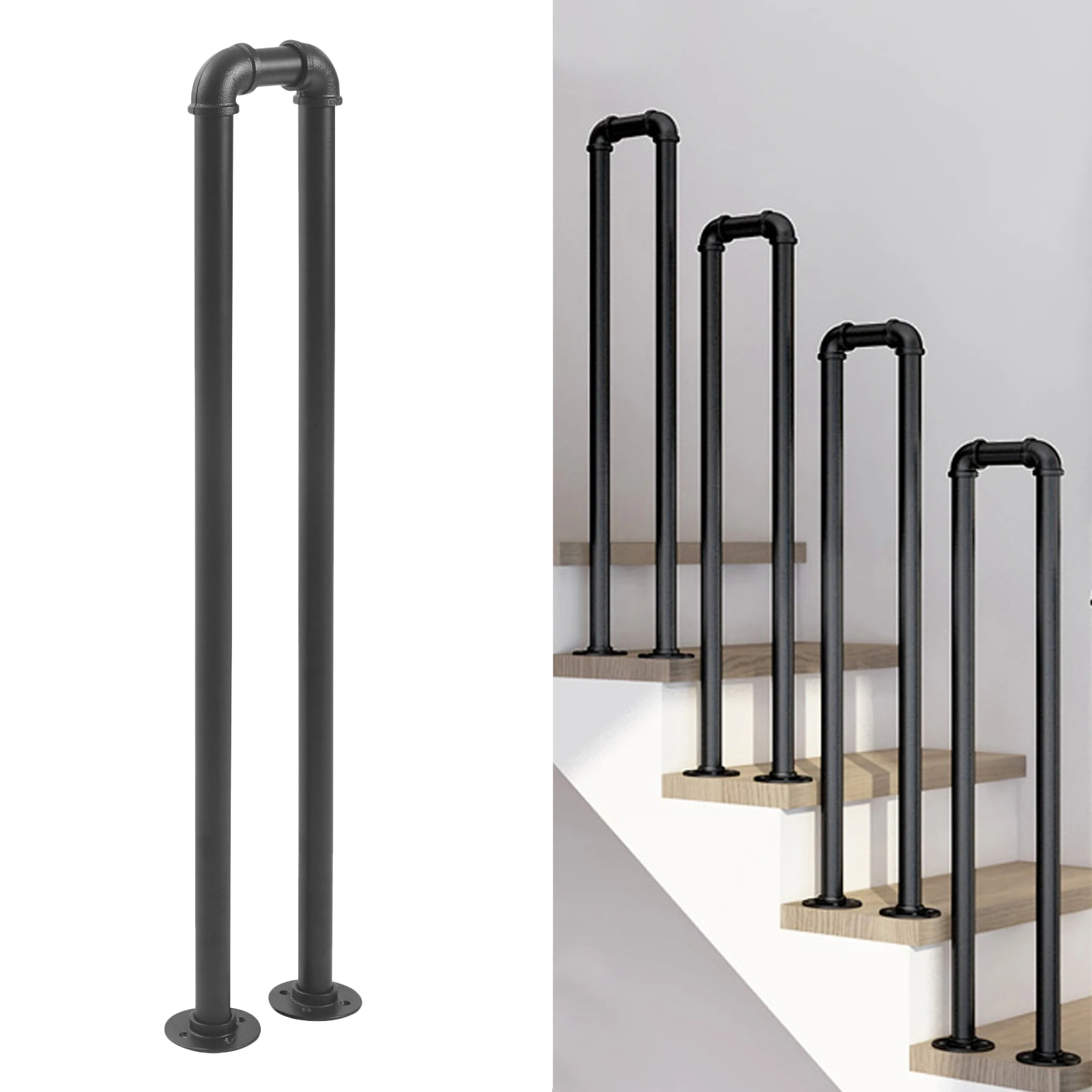 U-Shaped Industrial Wrought Iron Railing Non-Slip Safety Indoor Or Outdoor Elderly Children's Support Poles