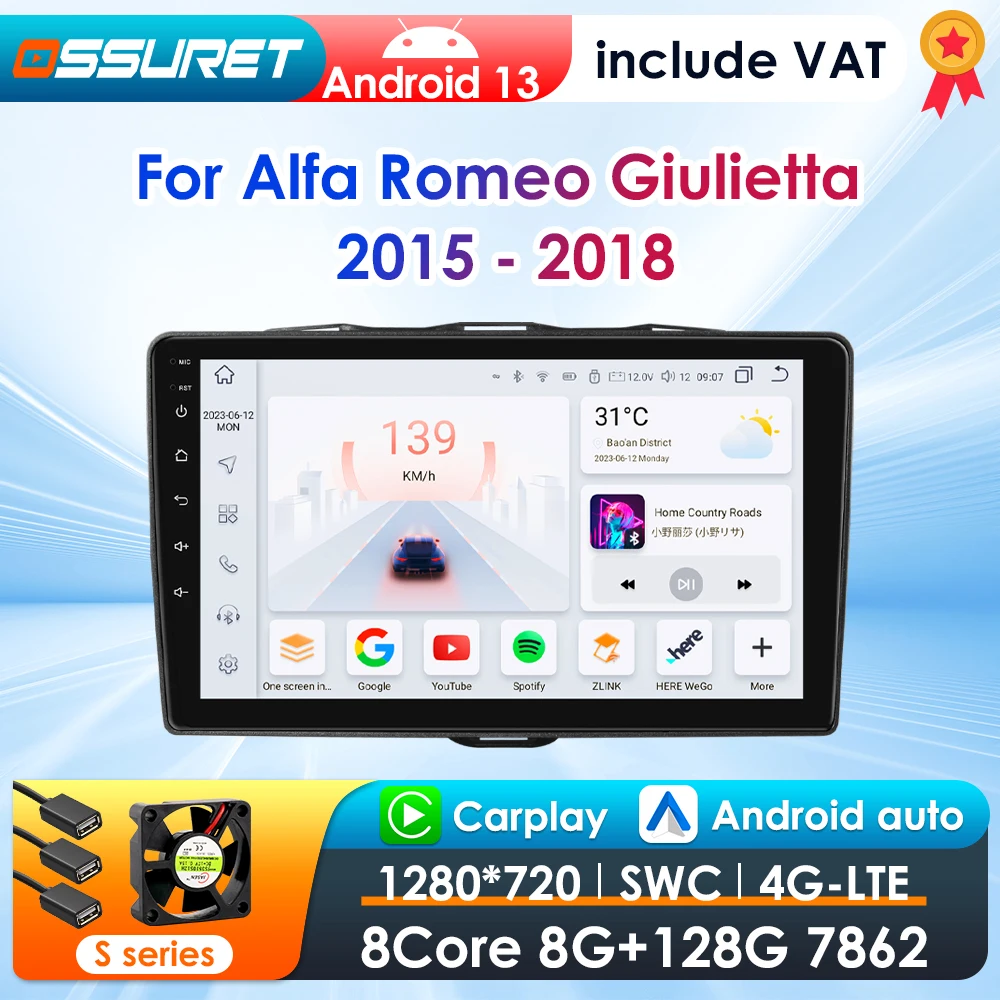 2din android13 auto multimedia gps player für alfa romeo giulietta 2011-2015 carplay intelligenter bildschirm 2din autoradio 2015 kamera