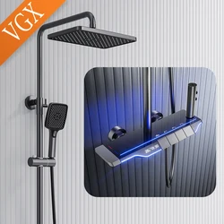 VGX Digital Thermostatic Shower System Intelligent Bathroom Temperature Display Shower Set Bathroom Faucet Set Bidet Shower Set