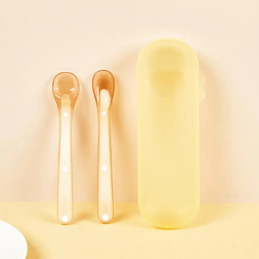Silicone Baby Spoon Infant Self-feeding Made Easy 2-pack Soft Tip Silicone Spoons Bpa-free Dishwasher Safe for First Stage