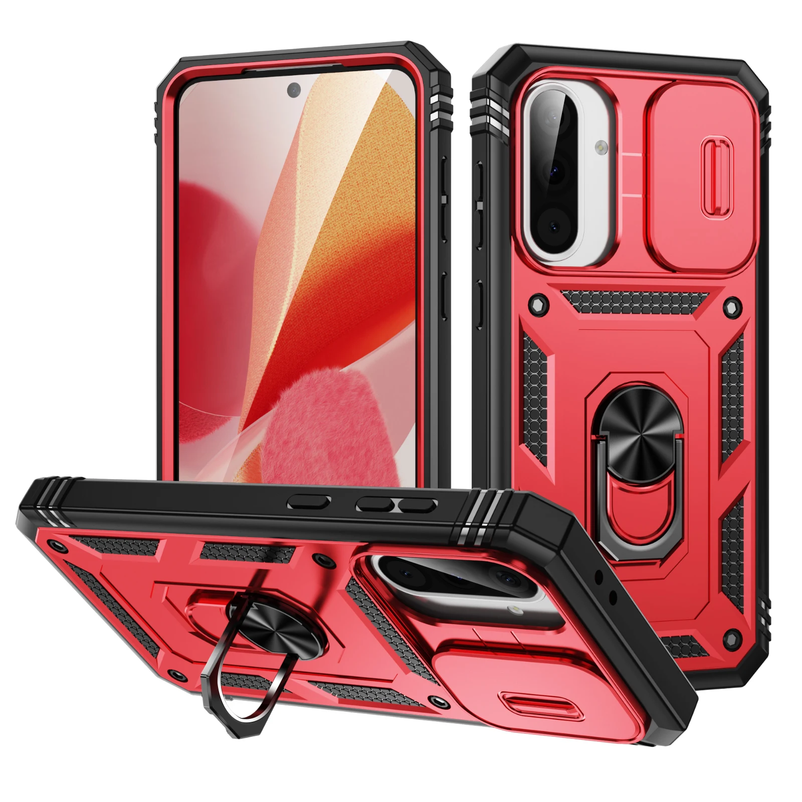 Enhanced Shockproof Case with Magnetic Ring Holder and Camera Lens Protector
