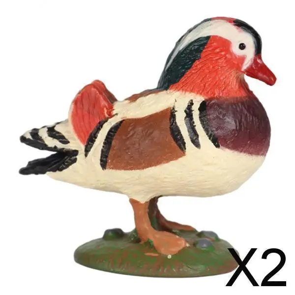 

2xMandarin Duck Figurine Action Figures Model Toys Poultry for Kids Toys Gifts