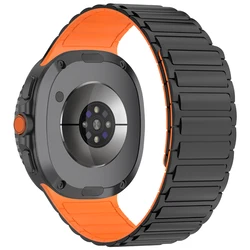 Magnetic Silicone Wristband Strap - Premium Accessory for Watch 8 Classic 46mm (Black Orange)